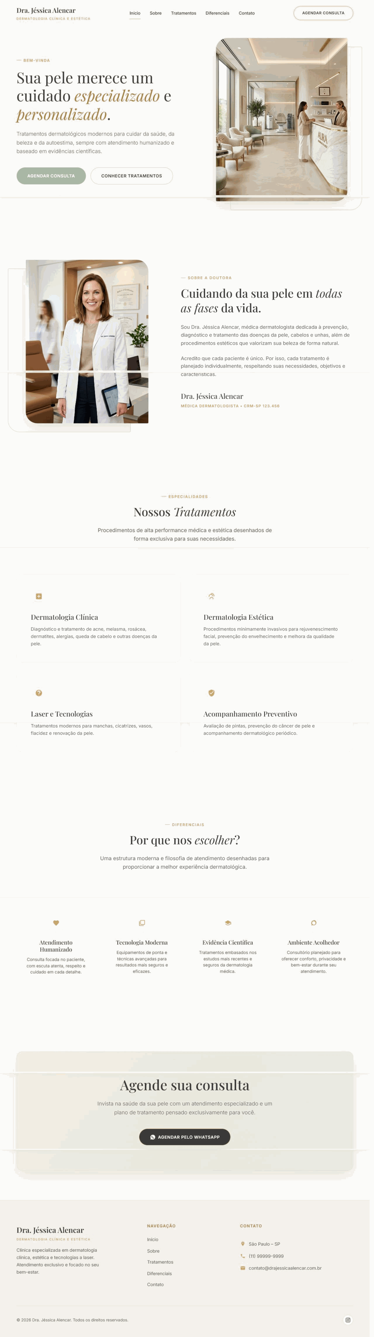 Screenshot completo do site Dra. Jéssica Dermatologista