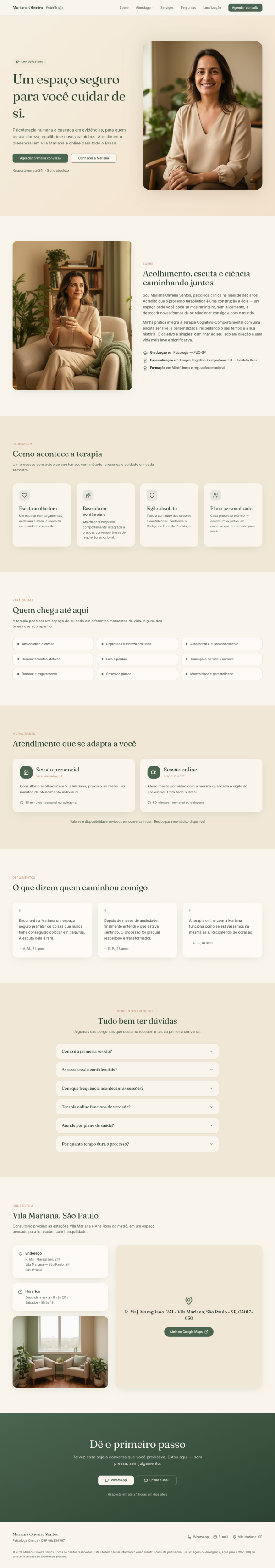 Screenshot completo do site Mariana Oliveira - Psicóloga