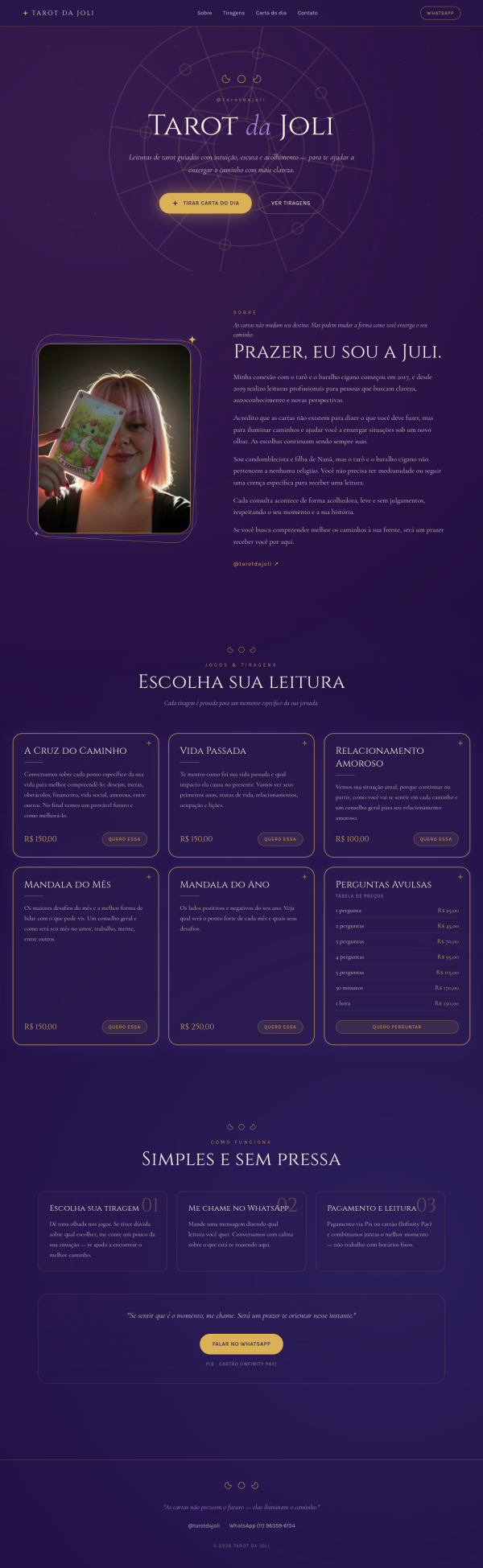 Screenshot completo do site Tarot da Joli